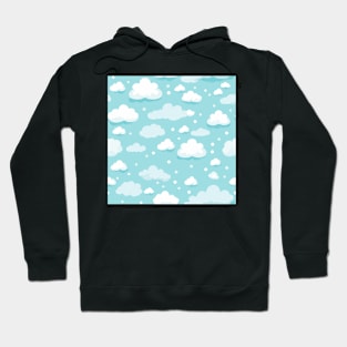 Pastel Blue Clouds Pattern Hoodie